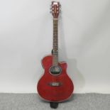 A Legend red electro acoustic guitar,
