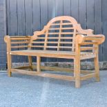 A teak Marlborough garden bench,