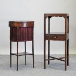 A 19th century mahogany wash stand, 33cm, together with a 19th century mahogany oval work table,