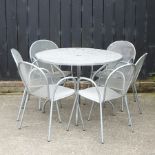 A metal circular garden table,