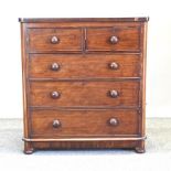 A Victorian mahogany five drawer chest, 104cm,
