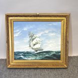 English School, 20th century, shipping scene, oil on canvas,