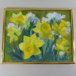 Olga Lehmann, 20th century, daffodils, signed, oil on canvas,