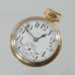 An Elgin open faced gold plated pocket watch,