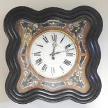 A 19th century French ebonised wall clock, with mother of pearl inlay,