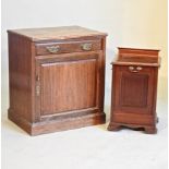 An Edwardian mahogany coal purdonium, 39cm, together with a cabinet,