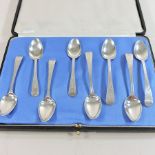 A set of eight George III silver bright cut teaspoons, by Peter, Ann and William Bateman, 1795-1808,