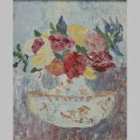 Style of Peggy Somerville, 1918-1975, still life of flowers, oil on canvas,