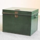 A 19th century green painted cast iron strong box, made by Milner & Son, Liverpool, 1840,