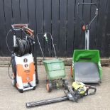 A Robi petrol hedge trimmer, together with a Stihl pressure washer,