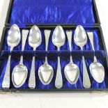 A collection of eight George III silver bright cut teaspoons,