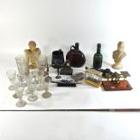 A box of items, to include 19th century glasses,