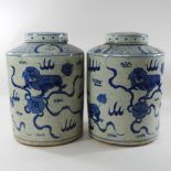 A pair of Chinese blue and white porcelain jars and covers,