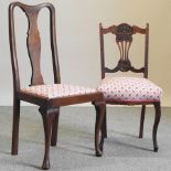 A set of four early 20th century Queen Anne style mahogany dining chairs,