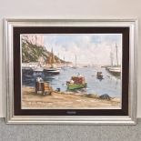 R Tzquierdo, 20th century, coastal scene, oil on canvas,