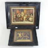 A Victorian wax picture of Burns Night, 26 x 18cm, together with another,