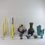 A collection of vintage coloured glass,