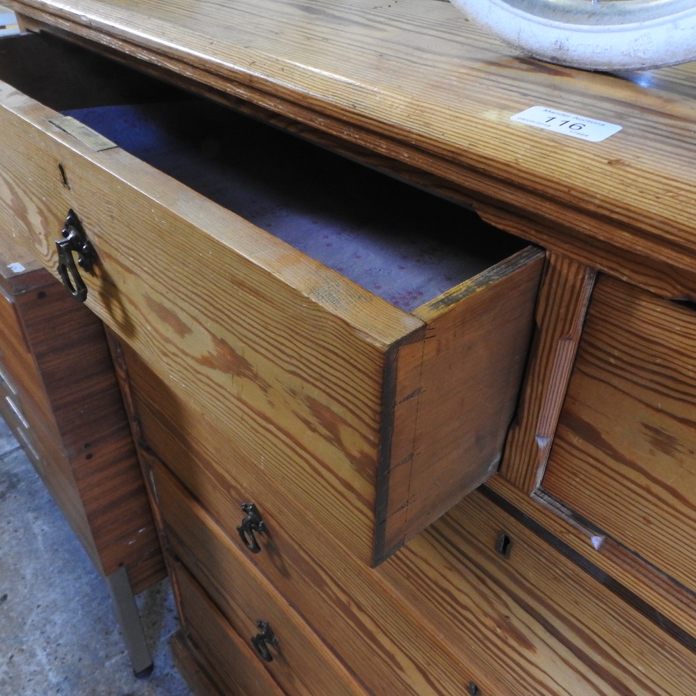 A large 19th century pitch pine chest of drawers, - Image 6 of 7