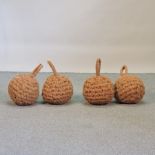 A set of four coir ball fenders,