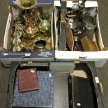 Three boxes of metalwares, to include silver plate,