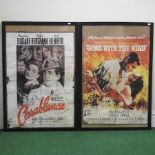 A vintage Gone with the Wind film poster, together with another, Casablanca,