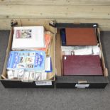 Two boxes of cigarette cards and related books