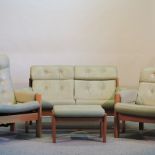 A modern green upholstered sofa, 128cm,
