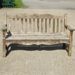 A hardwood garden bench,