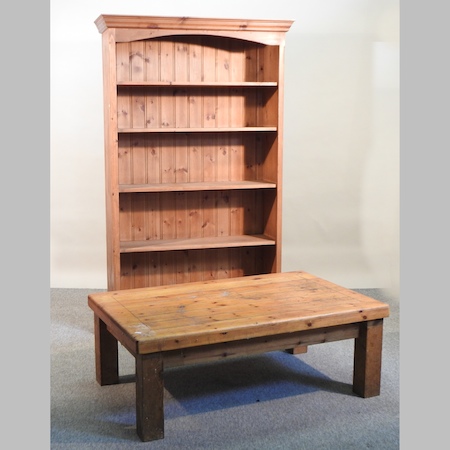 A pine standing open bookcase, 113cm,