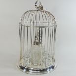 A plated novelty decanter set, in the form of a birdcage,
