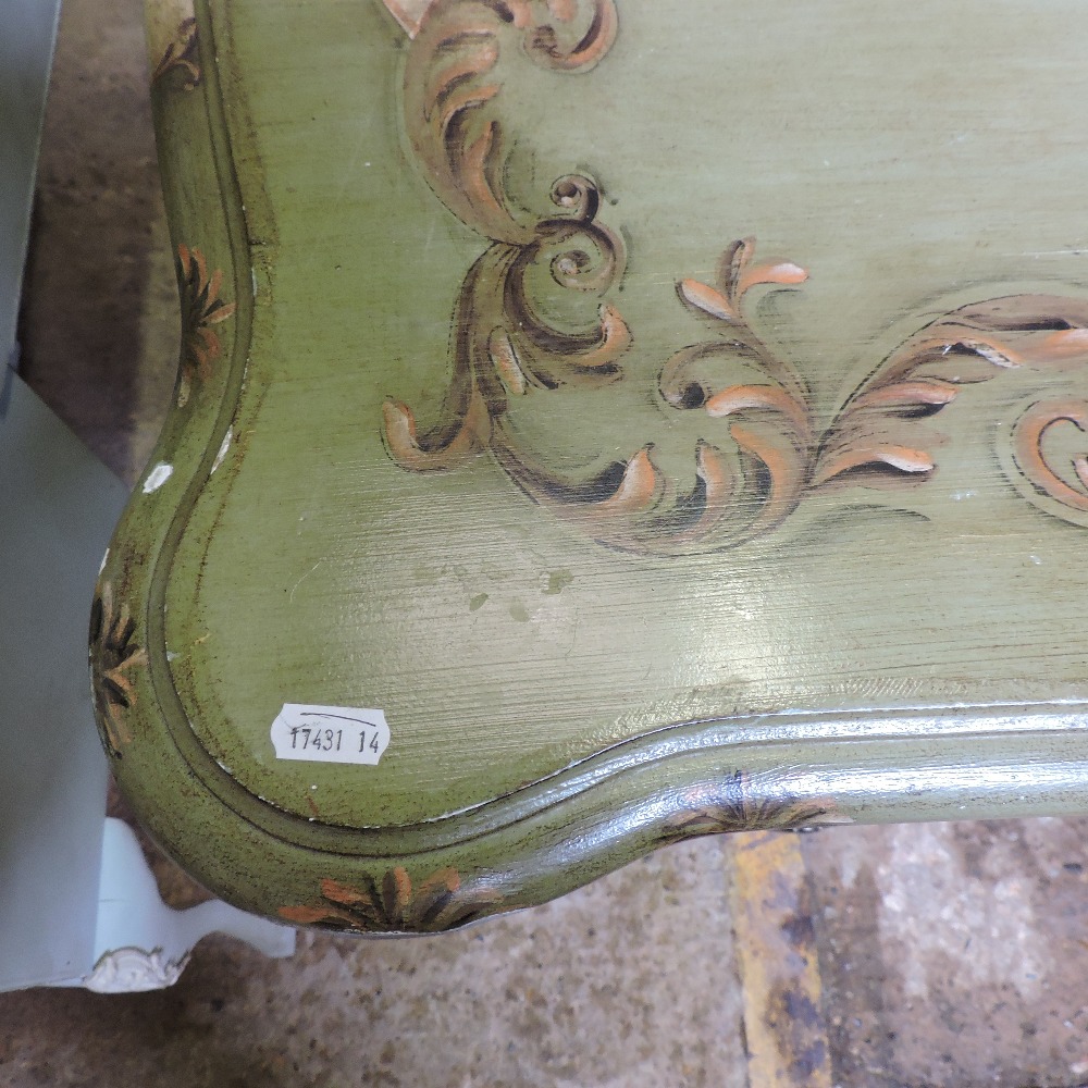 A Venetian style green painted desk, with floral decoration, - Image 7 of 14