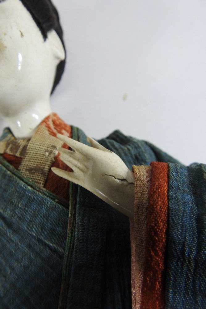 An early 20th century Japanese costume doll, in traditional dress, together with another, - Image 6 of 12