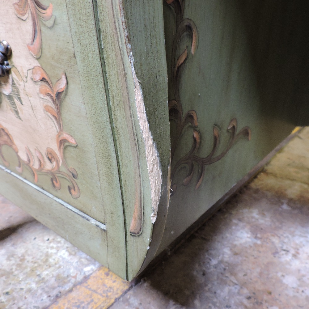 A Venetian style green painted desk, with floral decoration, - Image 12 of 14