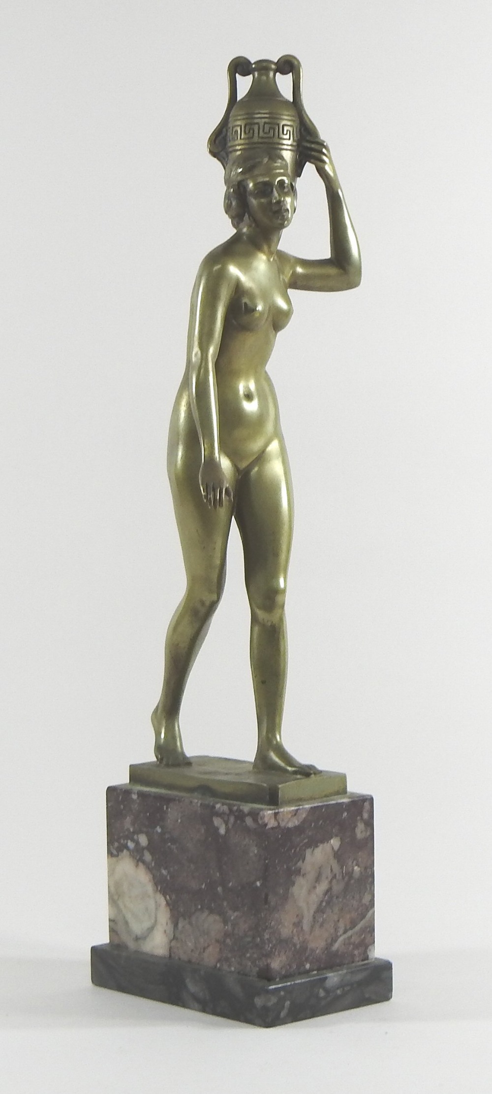 After Otto Schmidt-Hofer, a bronze sculpture of a nude young lady carrying a vase, - Image 3 of 6