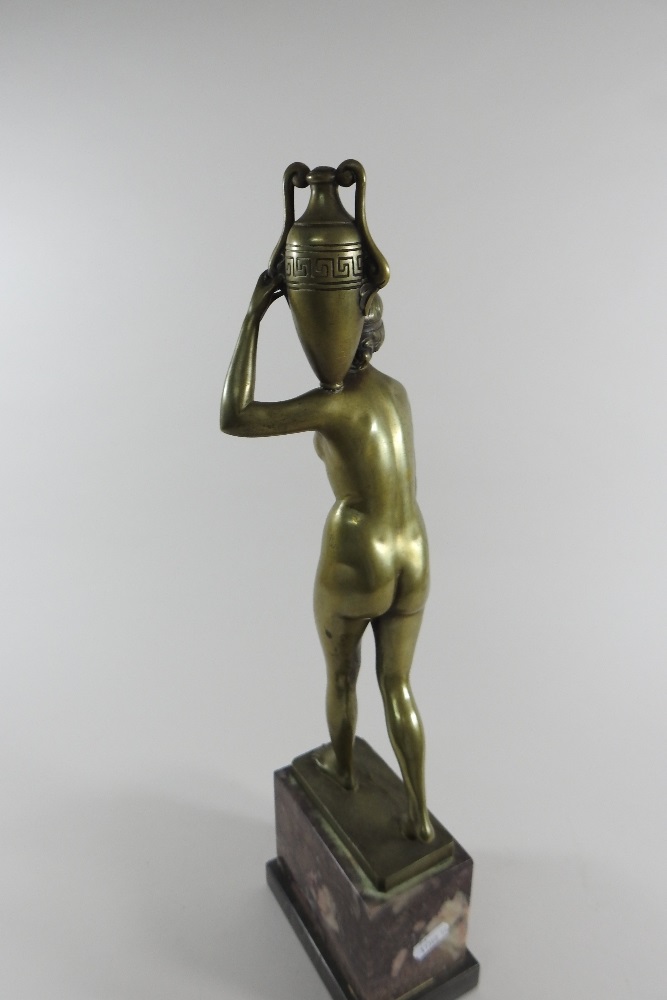 After Otto Schmidt-Hofer, a bronze sculpture of a nude young lady carrying a vase, - Image 2 of 6