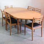 A 1970's teak extending dining table, 209 x 112cm,