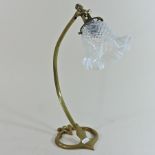 An Arts and Crafts brass desk lamp, of stylised form, in the manner of Benson, stamped AD 699,