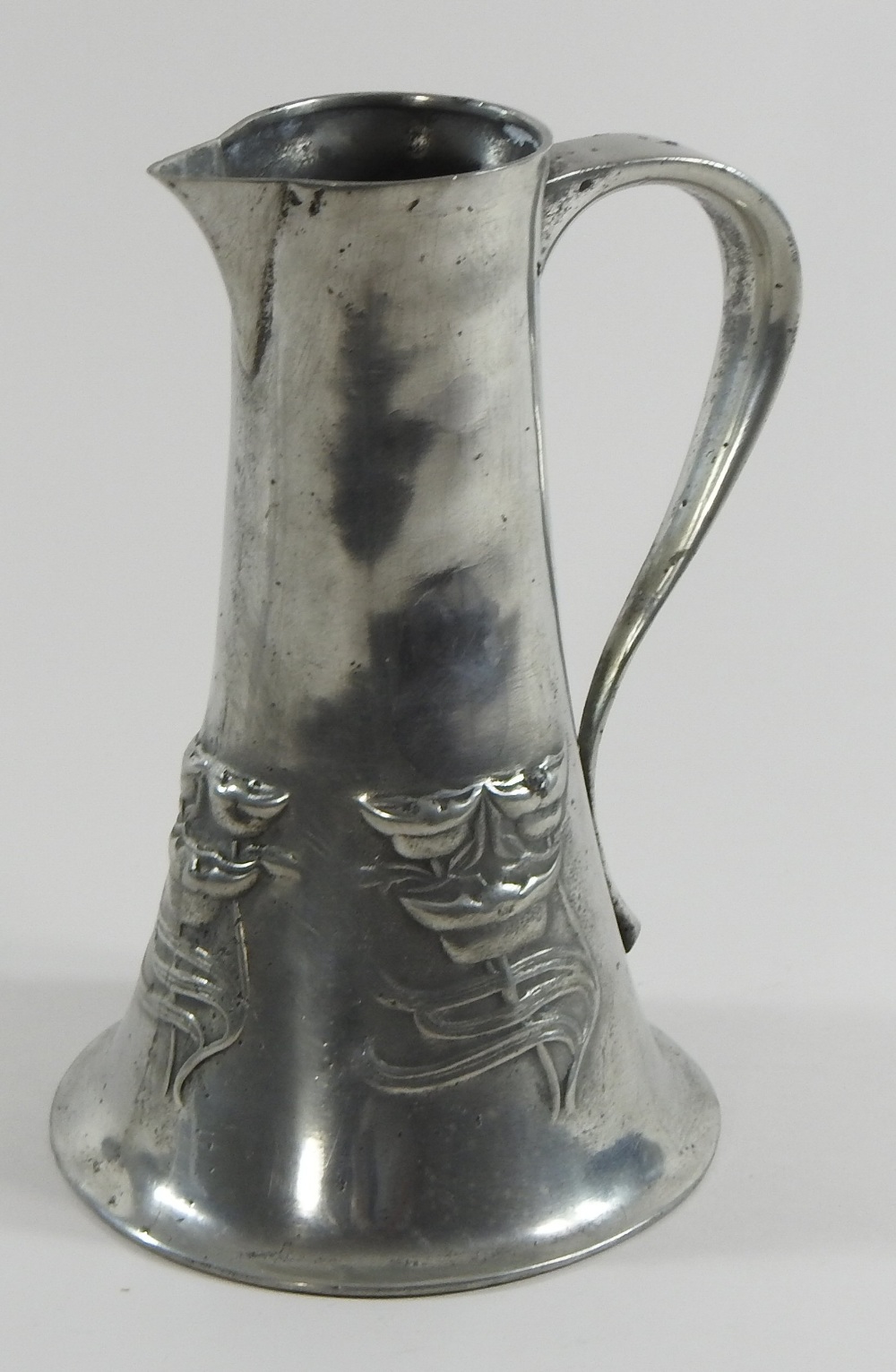 An Art Nouveau Tudric pewter jug, relief decorated with stylised flowers, - Image 6 of 7