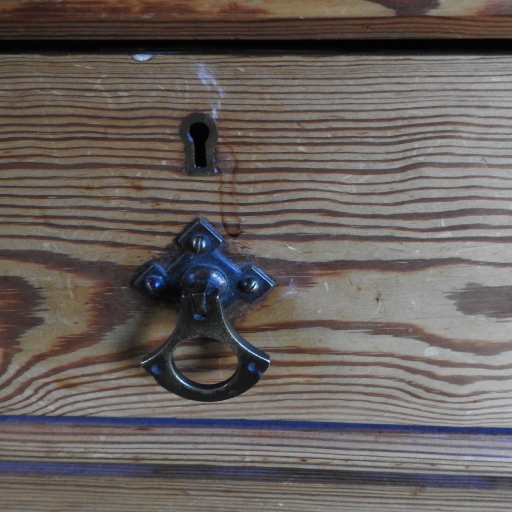 A large 19th century pitch pine chest of drawers, - Image 3 of 7