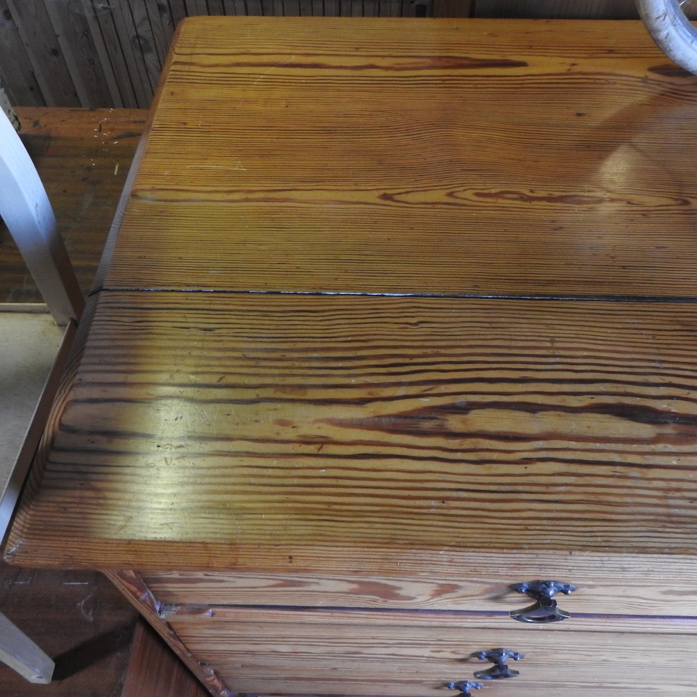 A large 19th century pitch pine chest of drawers, - Image 5 of 7