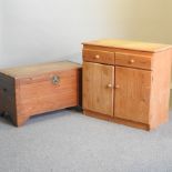 A pine cupboard, together with an Eastern camphor wood chest,