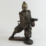 A Chinese bronze figure of a warrior,