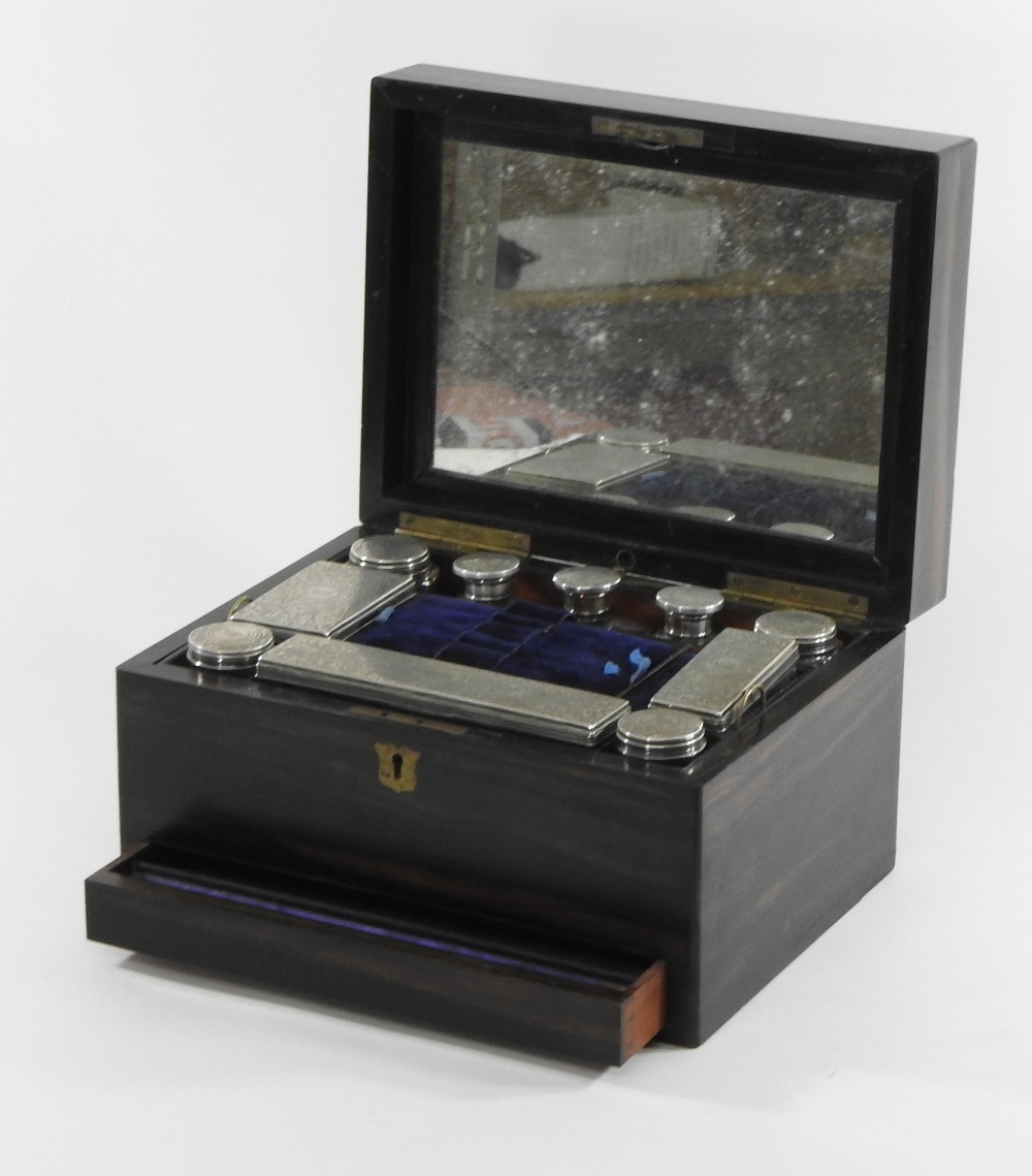 A Victorian ebony dressing case,