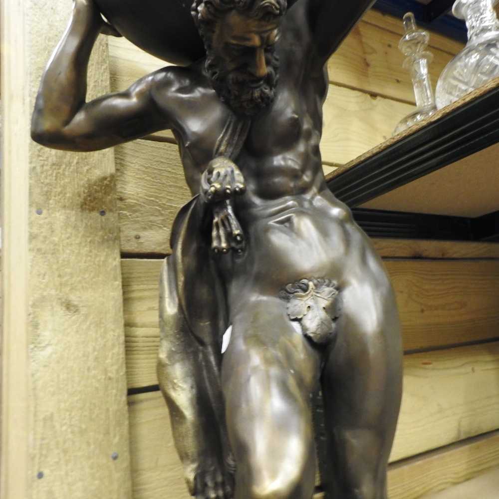 A large patinated bronze figure of Atlas, - Image 5 of 6
