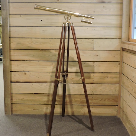 A brass telescope on stand, approx.