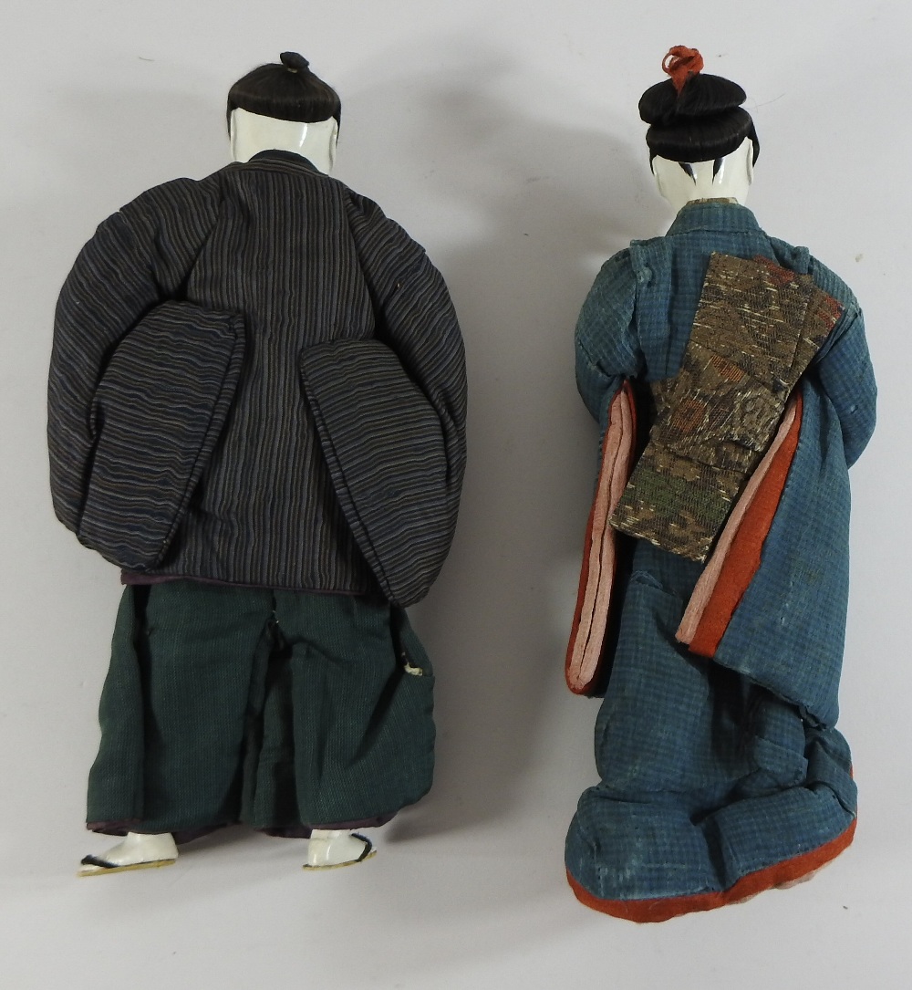 An early 20th century Japanese costume doll, in traditional dress, together with another, - Image 7 of 12