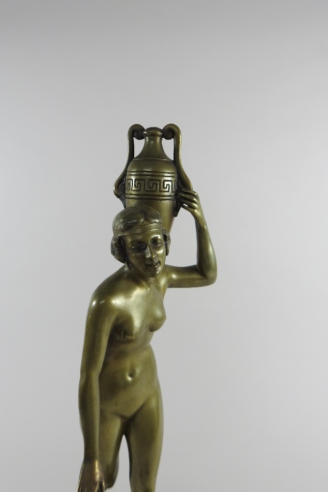 After Otto Schmidt-Hofer, a bronze sculpture of a nude young lady carrying a vase, - Image 5 of 6