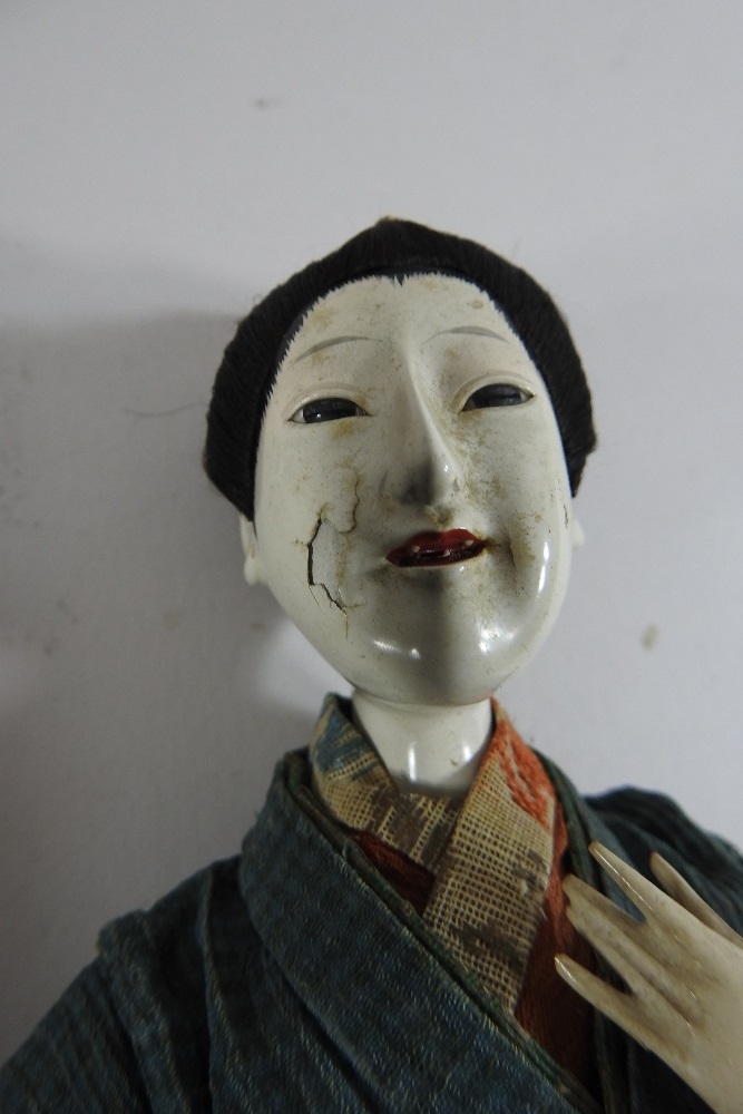 An early 20th century Japanese costume doll, in traditional dress, together with another, - Image 9 of 12