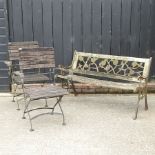 A cast iron slatted garden bench, 126cm,