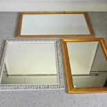 A gilt painted wall mirror, 90 x 150cm overall,